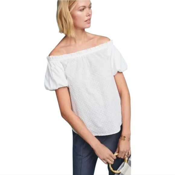 Anthropologie -1679 Maeve Sojourner Off-The-Shoulder Top White Women's‎ size 4 - Picture 1 of 11